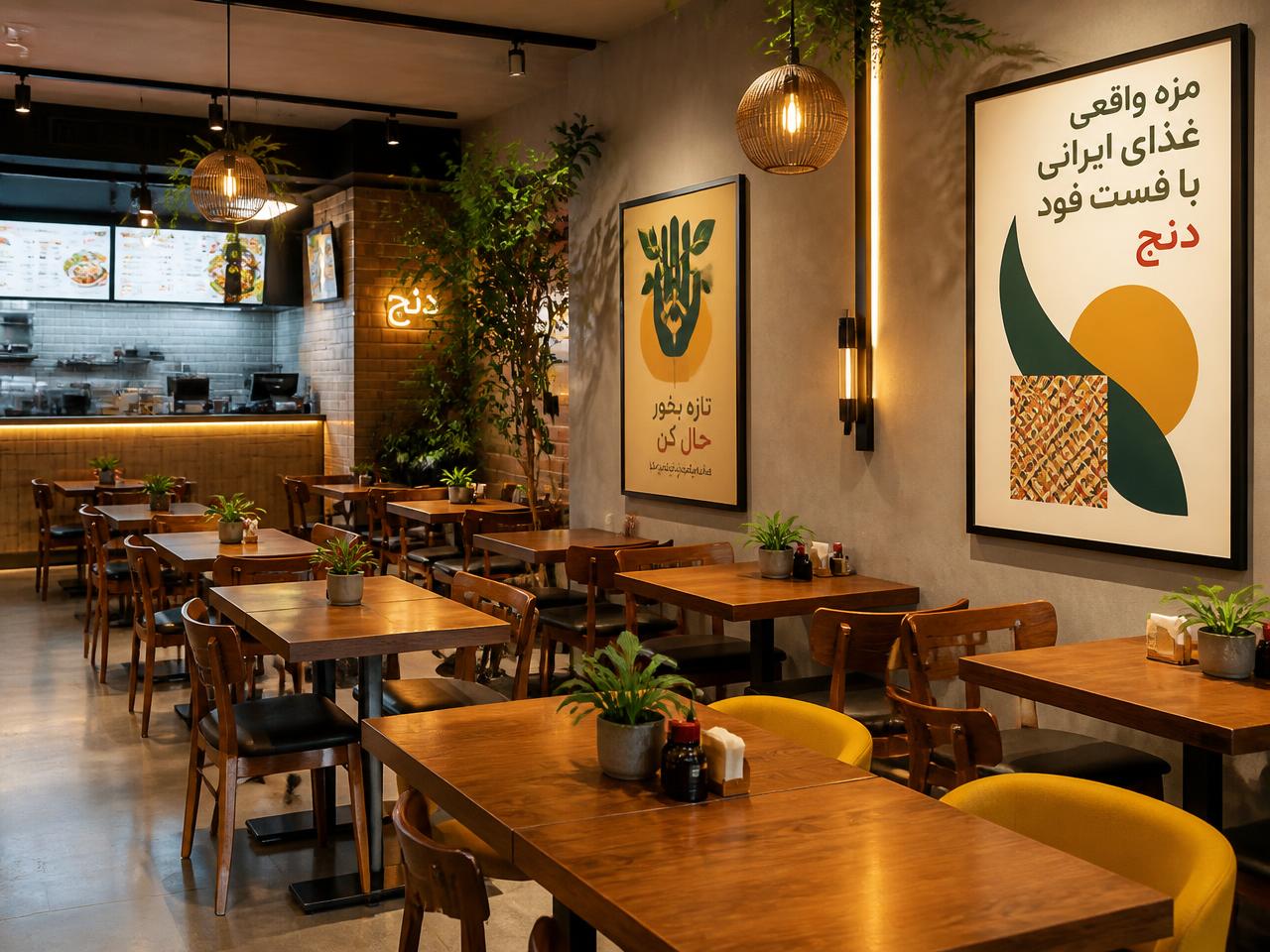 فضای داخلی فست‌فود هشتگ